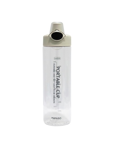 Bouteille D'Eau Sport en Plastique avec Couvercle Rabattable 800 Ml / Gris