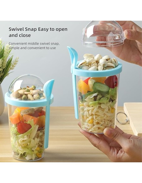 Gobelet Transparent avec Couvercle Bombé 400 ml - Bleu