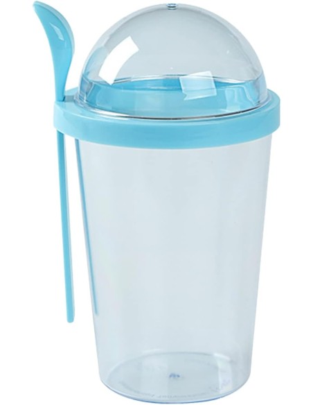 Gobelet Transparent avec Couvercle Bombé 400 ml - Bleu