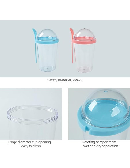 Gobelet Transparent avec Couvercle Bombé 400 ml - Rose