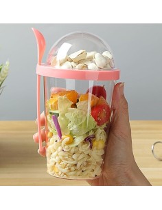 Gobelet Transparent avec Couvercle Bombé 400 ml - Rose