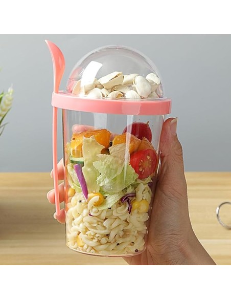 Gobelet Transparent avec Couvercle Bombé 400 ml - Rose
