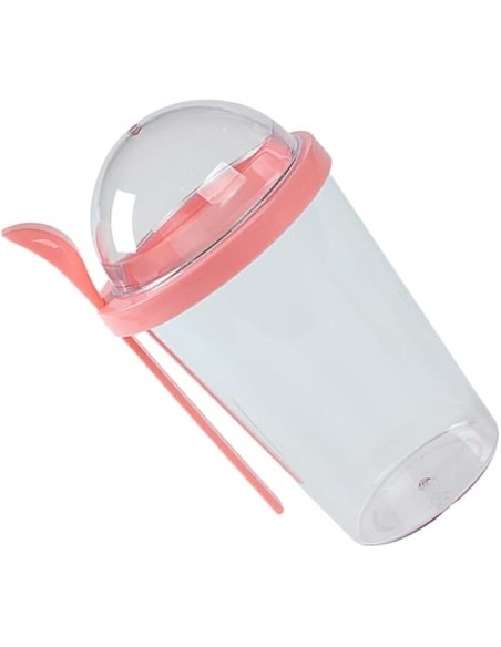 Gobelet Transparent avec Couvercle Bombé 400 ml - Rose