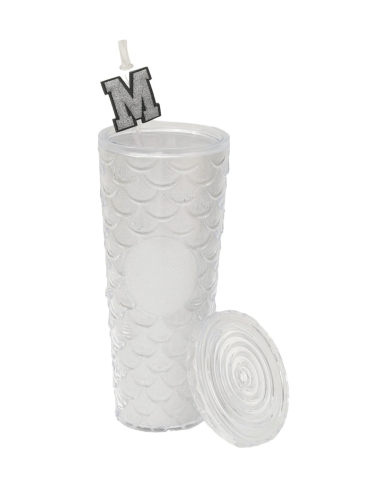 Gobelet avec Écailles Embossées et Paille (700 Ml)