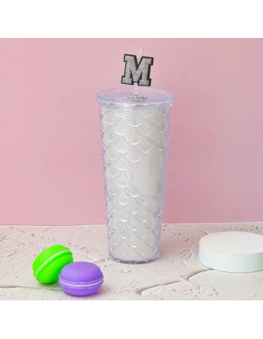 Gobelet avec Écailles Embossées et Paille (700 Ml)