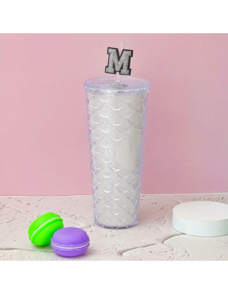 Gobelet avec Écailles Embossées et Paille (700 Ml)