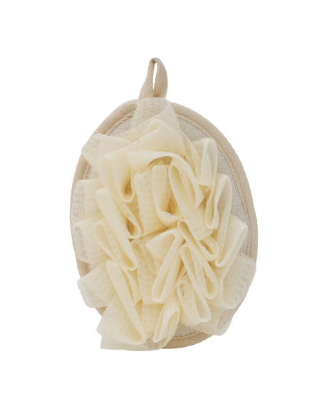 Tampon Exfoliant avec Fleur de Bain (Beige)