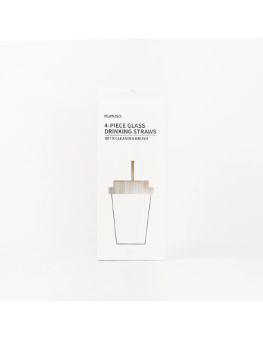 Set de 4 Pailles en Verre avec Brosse de Nettoyage
