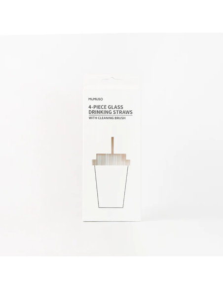 Set de 4 Pailles en Verre avec Brosse de Nettoyage