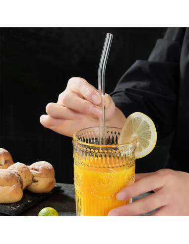 Set de 4 Pailles en Verre avec Brosse de Nettoyage