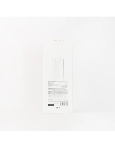 Set de 4 Pailles en Verre avec Brosse de Nettoyage