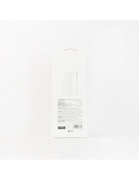 Set de 4 Pailles en Verre avec Brosse de Nettoyage