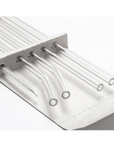 Set de 4 Pailles en Verre avec Brosse de Nettoyage