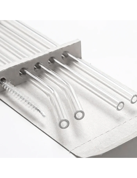 Set de 4 Pailles en Verre avec Brosse de Nettoyage