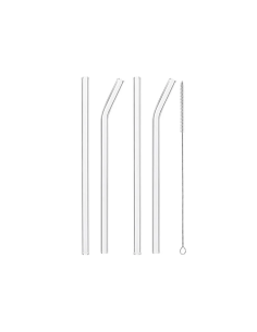Set de 4 Pailles en Verre avec Brosse de Nettoyage