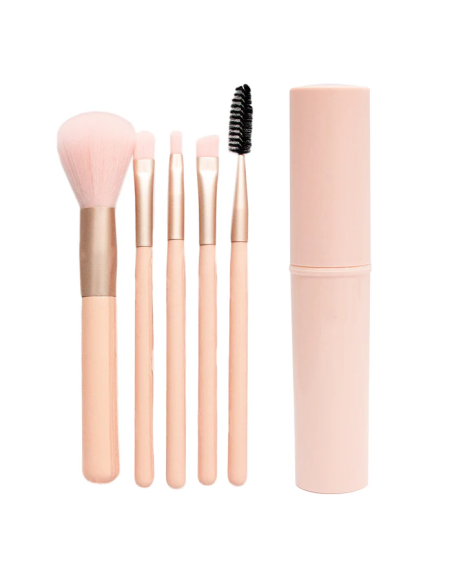 Ensemble de 5 Pinceaux Cosmétiques avec Boîte de Rangement