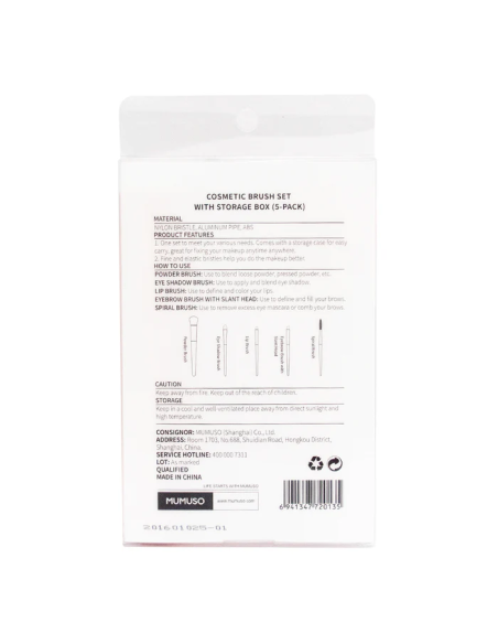 Ensemble de 5 Pinceaux Cosmétiques avec Boîte de Rangement