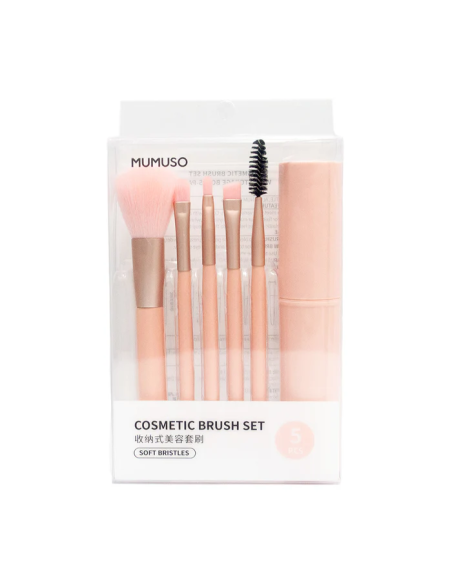 Ensemble de 5 Pinceaux Cosmétiques avec Boîte de Rangement