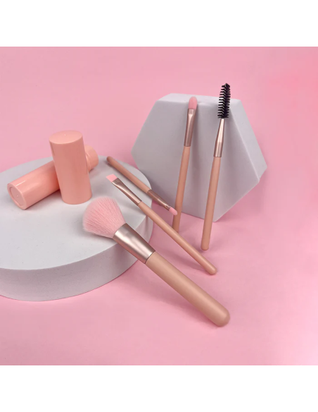 Ensemble de 5 Pinceaux Cosmétiques avec Boîte de Rangement