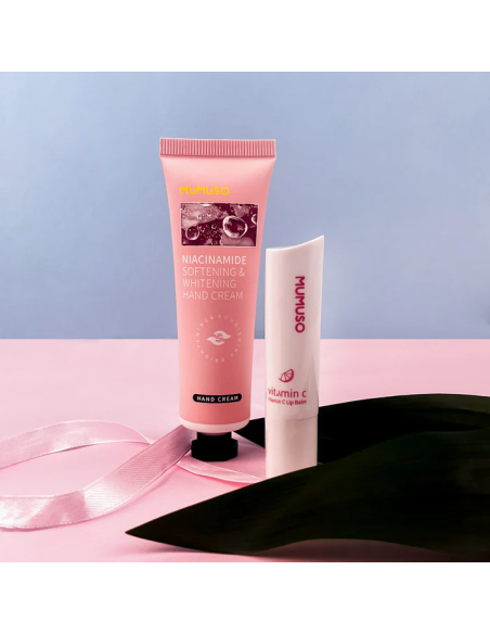 Crème Mains Adoucissante et Éclaircissante à la Niacinamide & Baume à Lèvres à la Vitamine C