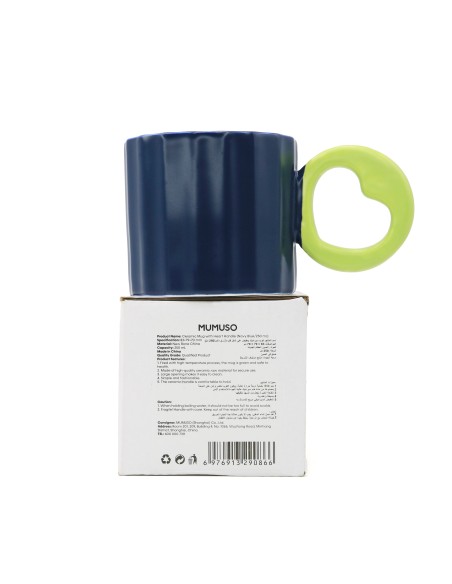 Mug en Céramique avec Anse en Forme de Coeur (Bleu/250 Ml)