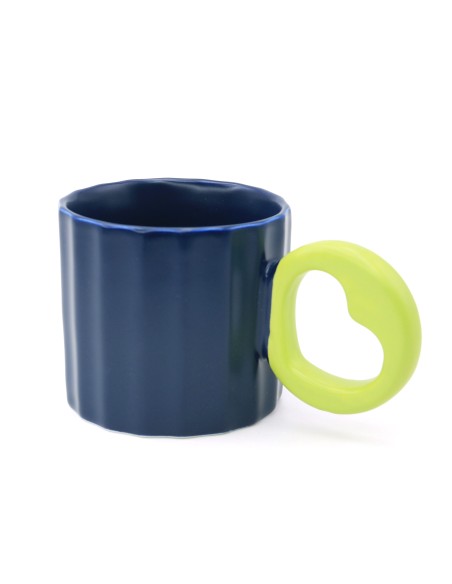 Mug en Céramique avec Anse en Forme de Coeur (Bleu/250 Ml)
