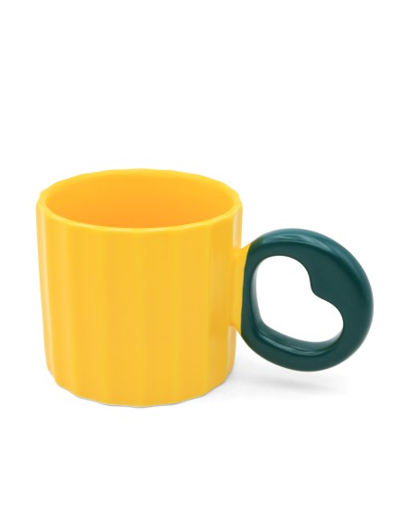 Mug en Céramique avec Anse en Forme de Coeur (Jaune/250 Ml)