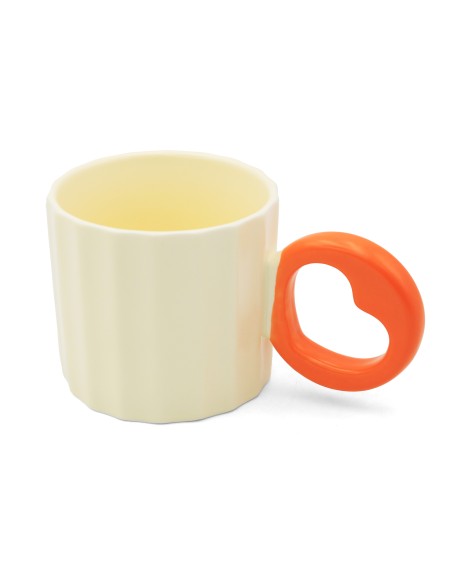 Mug en Céramique avec Anse en Forme de Coeur (Beige/250 Ml)