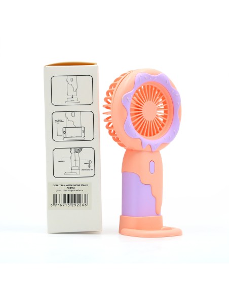 Ventilateur Donut avec Support Téléphone - Violet