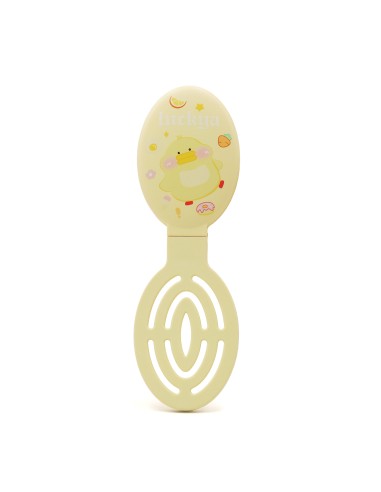 Miroir et Brosse à Cheveux Pliables 2 en 1 - Jaune