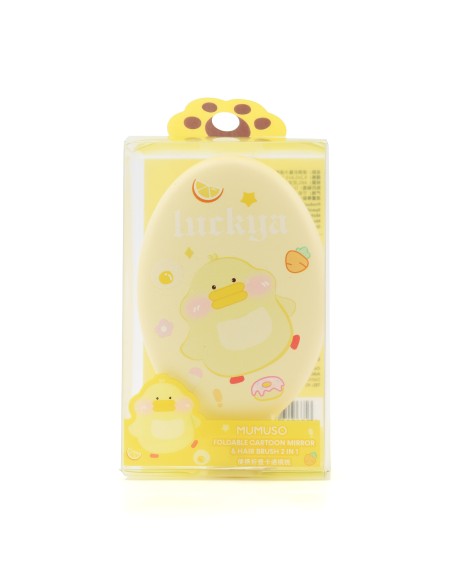 Miroir et Brosse à Cheveux Pliables 2 en 1 - Jaune