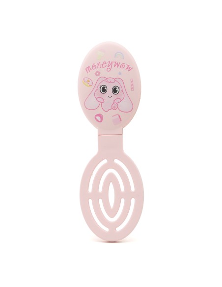 Miroir et Brosse à Cheveux Pliables 2 en 1 - Rose