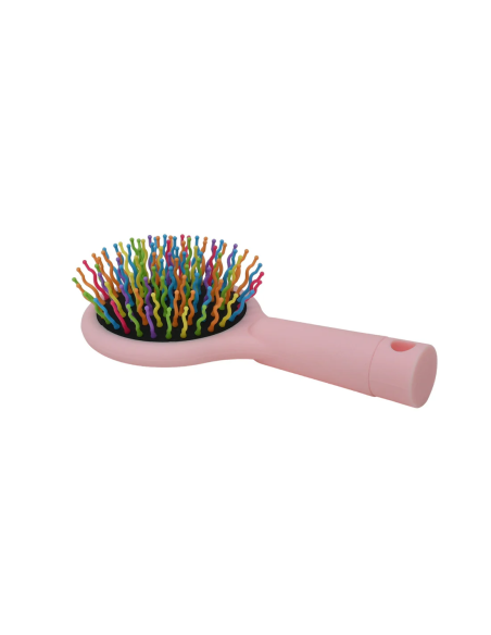Brosse à Cheveux Arc-En-Ciel avec Miroir Rond (Rose)