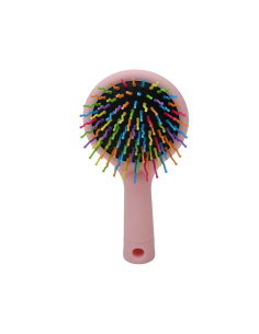 Brosse à Cheveux Arc-En-Ciel avec Miroir Rond (Rose)