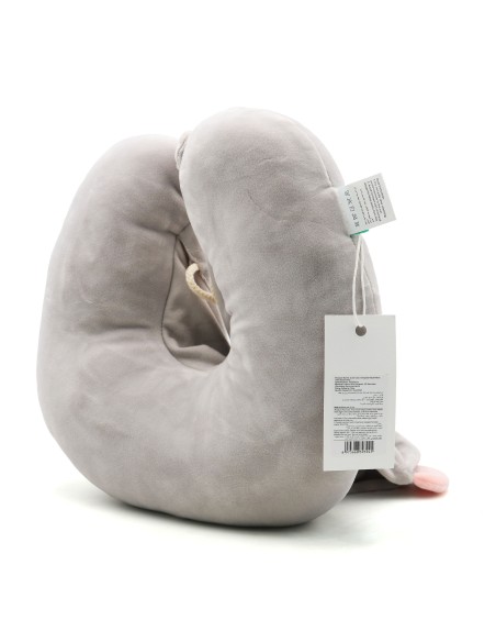 Oreiller en Forme de U à Double Usage avec Capuchon - Gris