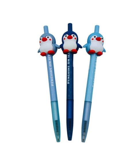 Stylo à Bille Rétractable Pingouin Noir