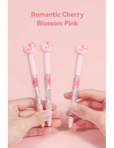 Stylo Noir Antistress Rétractable Chat & Fleurs...