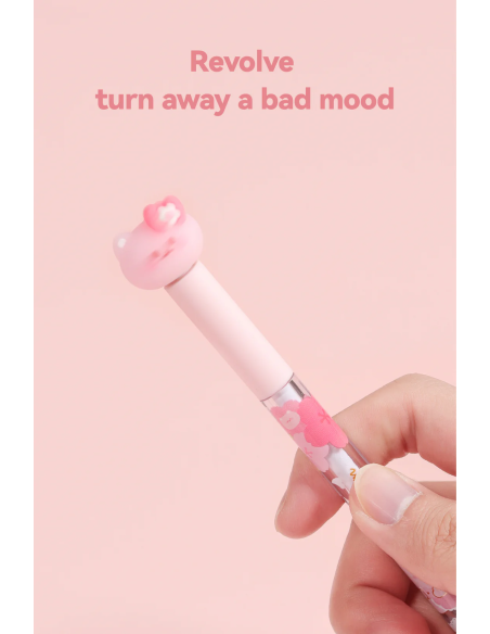 Stylo Noir Antistress Rétractable Chat & Fleurs de Cerisier