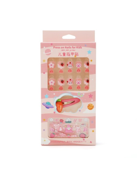 Stickers-Ongles en Forme de Lapin pour Enfants (Fraise)