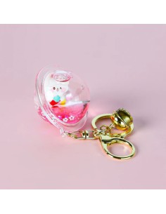 Porte-Clé Lapin Rose avec Cloche Dorée