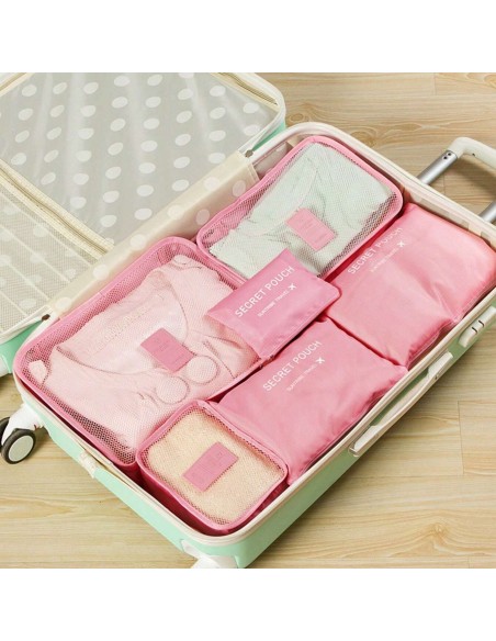 Ensemble de 6 Sacs de Rangement - Rose