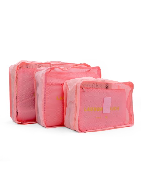 Ensemble de 6 Sacs de Rangement - Rose