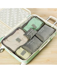 Ensemble de 6 Sacs de Rangement - Gris