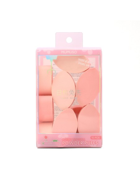 Houppettes de Poudre Fleur de Cerisier Double Usage Humide et Sec (10 Pcs)