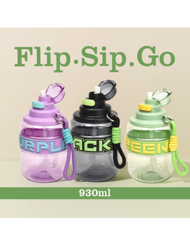 Bouteille D'Eau Portable avec Paille (930 Ml/Noir)