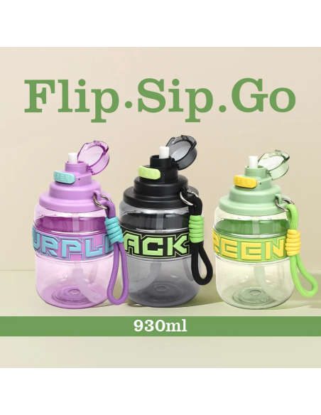 Bouteille D'Eau Portable avec Paille (930 Ml/Noir)