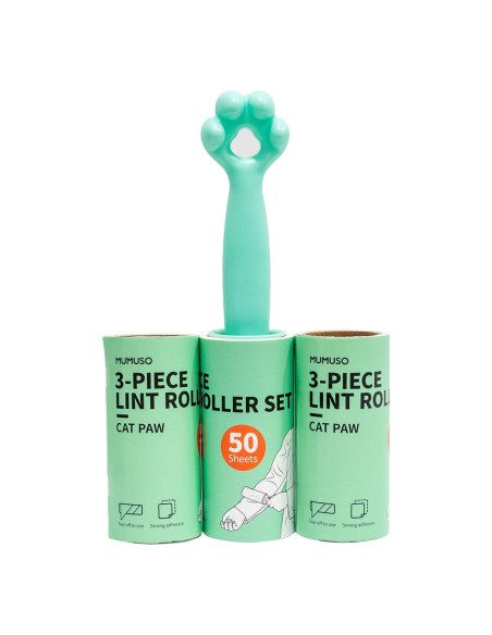 Ensemble de Rouleaux Anti-Peluche en 3 Pièces (Patte de Chat/Vert Bleuté)
