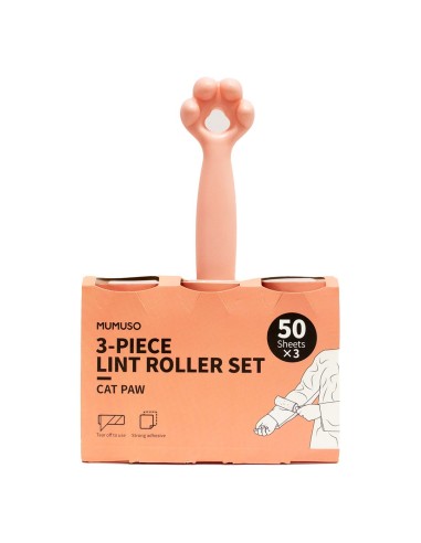 Ensemble de Rouleaux Anti-Peluche en 3 Pièces (Patte de Chat/Rose)