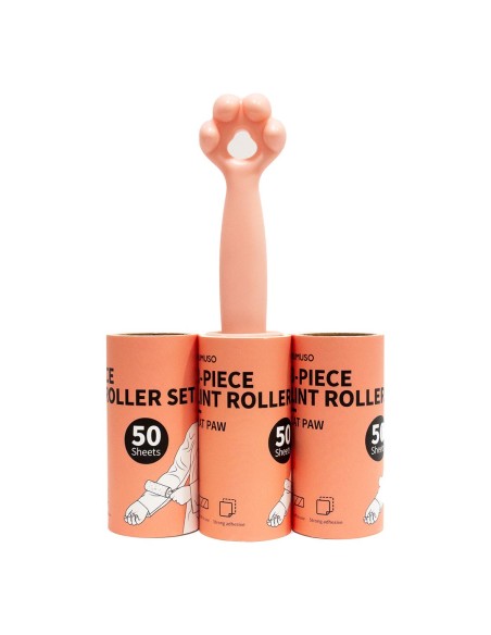 Ensemble de Rouleaux Anti-Peluche en 3 Pièces (Patte de Chat/Rose)