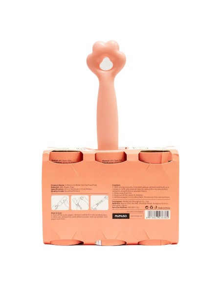 Ensemble de Rouleaux Anti-Peluche en 3 Pièces (Patte de Chat/Rose)